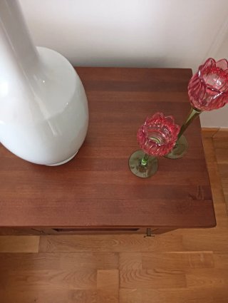 Mesa auxiliar madera y cristal 60cm