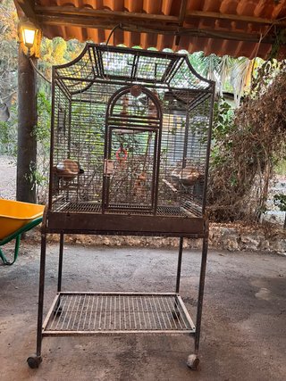 Jaula grande para pájaros con ruedas