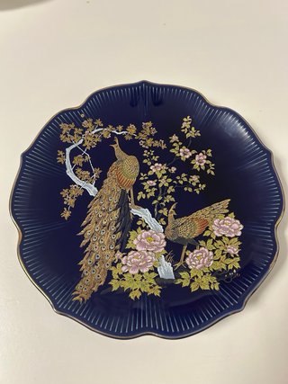 Plato decorativo japonés pavos reales
