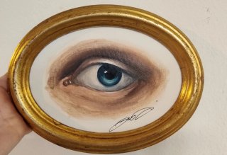 Dipinto olio cornice vintage occhio blu