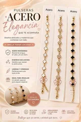 Pulsera Acero Mini Trébol nuevo modelo