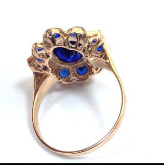 Anillo Oro 9k y Plata con Espinelas Azules