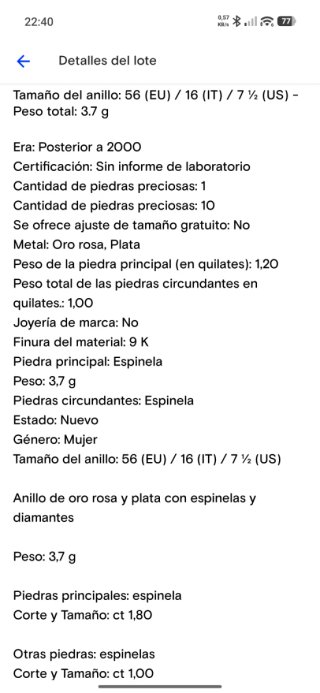 Anillo Oro 9k y Plata con Espinelas Azules