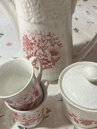 Juego de café completo vintage floral. 10 servicio