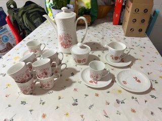 Juego de café completo vintage floral. 10 servicio