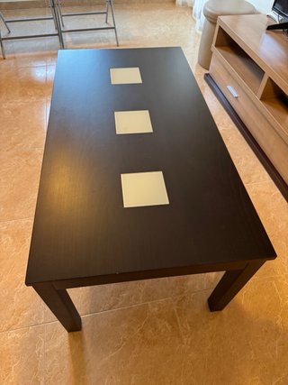 Mesa de salón madera y cristal