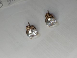 B541 Orecchini punto luce oro rosa 10mm inox tondo