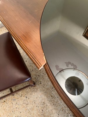 Mesa Comedor Ovalada Extensible Madera y Cristal