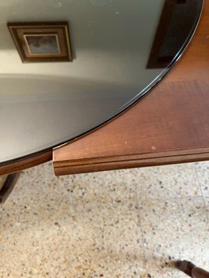 Mesa Comedor Ovalada Extensible Madera y Cristal