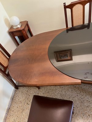 Mesa Comedor Ovalada Extensible Madera y Cristal