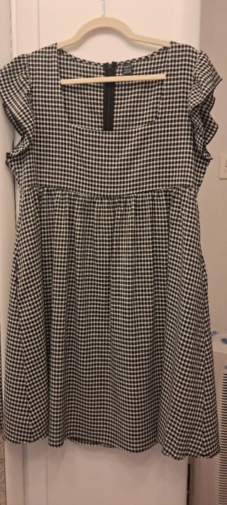 Vestido cuadro vichy negro y blanco