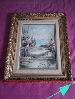 Cuadro Vintage Paisaje Invierno 60cm x 50cm