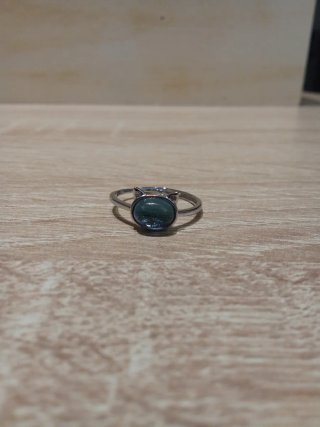 Anillo gato piedra azul plateado