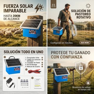 Pastor Eléctrico Solar 30km + Batería