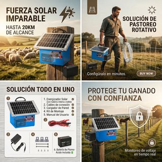 Pastor Eléctrico Solar 30km + Batería