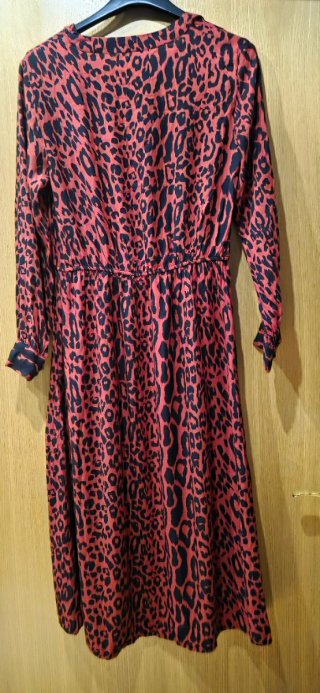 Zara - Vestido estampado animal negro rojo