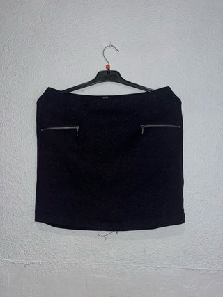 Falda corta azul marino con purpurina Talla M