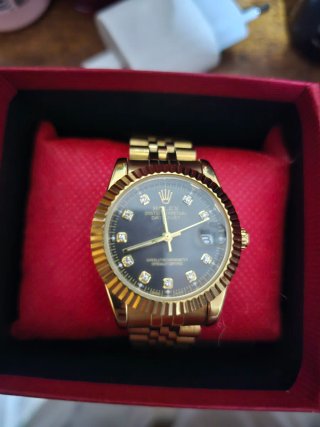 Reloj Mujer Acero Inoxidable Negro Dorado