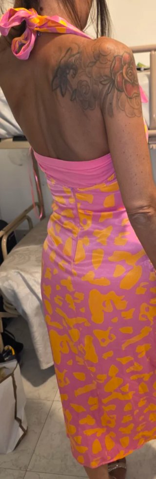 Abito raso rosa e giallo