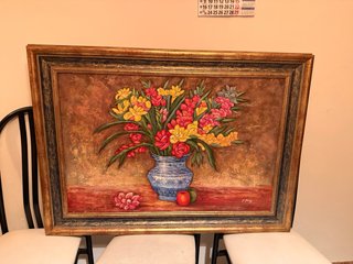 Cuadro floral vintage firmado P. Percy 110x8