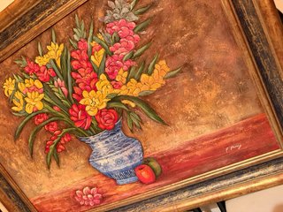 Cuadro floral vintage firmado P. Percy 110x8