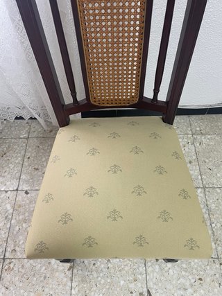 Juego 6 Sillas Madera Tapizadas Caña