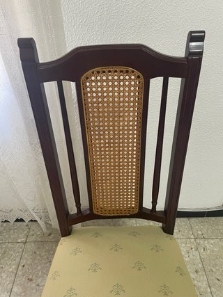 Juego 6 Sillas Madera Tapizadas Caña