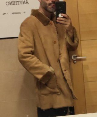 Chaqueta vintage piel beige/marrón