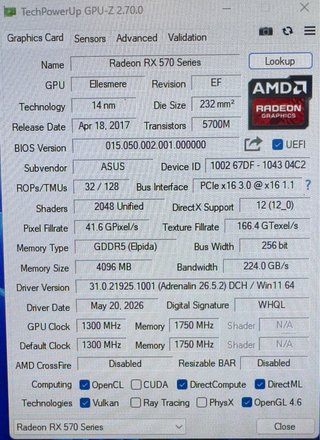 ASUS Radeon RX 570 4GB GDDR5