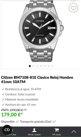 Reloj Citizen BM7108-81E Eco-Drive para hombre41mm