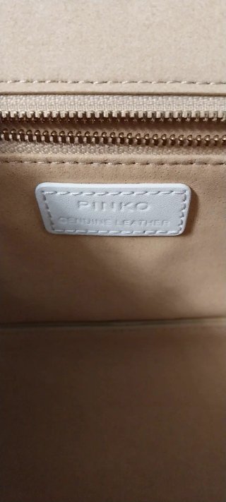 Mala Pinko Love One Classic Dourada creme