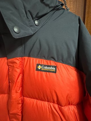 Chaqueta Columbia Plumas Naranja y Negra