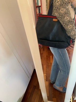 Borsa shopper GUCCI Vintage in pelle blu e rossa