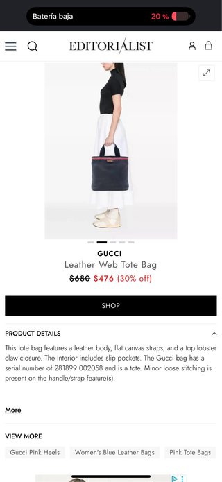 Borsa shopper GUCCI Vintage in pelle blu e rossa