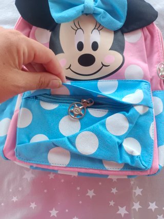 Mochila Minnie Mouse lunares rosa y azul