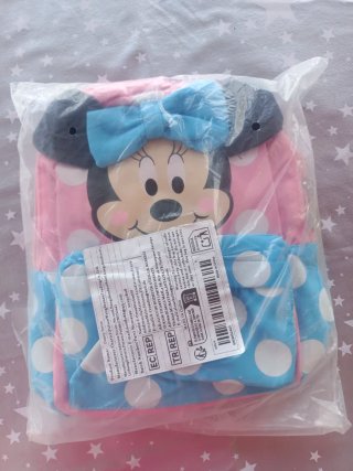 Mochila Minnie Mouse lunares rosa y azul