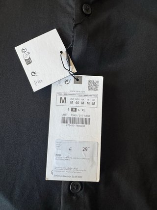Camisa Zara Manga Corta Talla M Negra Nueva