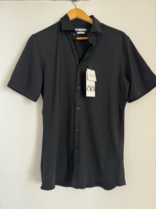 Camisa Zara Manga Corta Talla M Negra Nueva
