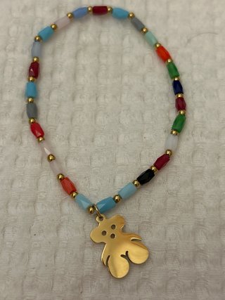 Conjunto collar y pulsera oso multicolor