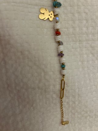 Pulsera acero dorado oso piedras colores