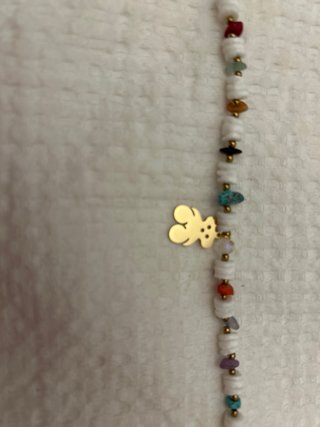 Pulsera acero dorado oso piedras colores