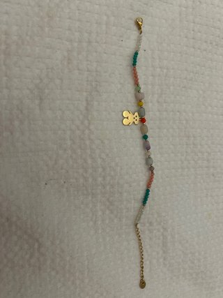 Pulsera bolitas oso dorado