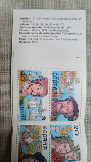 Carnet Sellos V Centenario Descubrimiento América