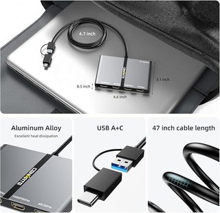 CENMATE Adaptador USB-A USB-C 3.0 a 4 HDMI