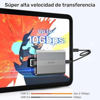 Alxum Lector de Tarjetas de Doble Ranura 10 Gbps