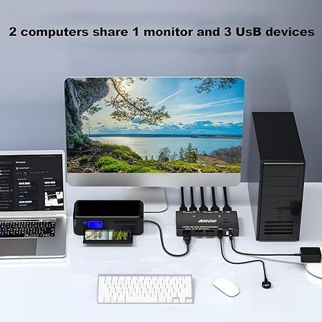 AOOCOO Switch KVM 2 PC 1 monitor 8K 60Hz