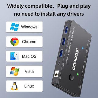 AOOCOO Conmutador KVM 2 PC 1 monitor 8K 60Hz