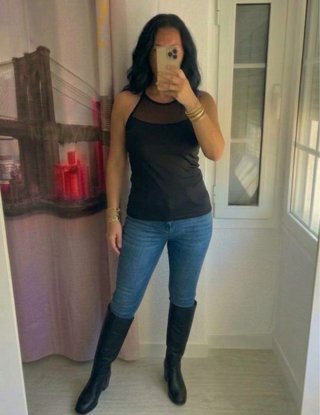 Blusa negra con transparencias arriba Talla XL
