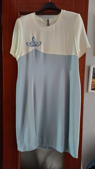 Conjunto Vestido y Chaqueta Azul Claro Señora
