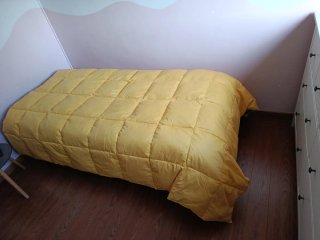 Edredón plumón estampado oro y blanco